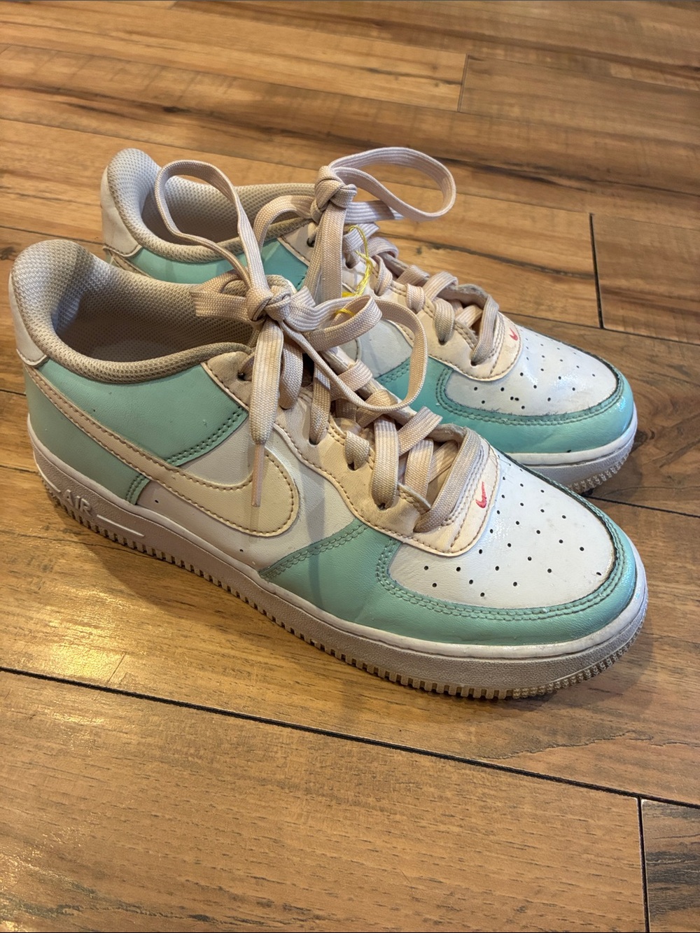 Nike Kids' Air Force Once Emerald Guava Ice Low-Top Sneakers with Pink Accent